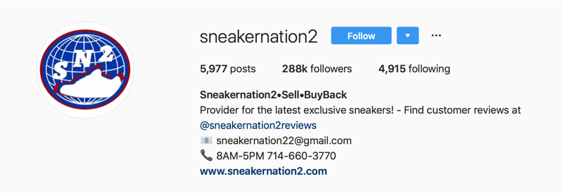 akun Instagram utama untuk SneakerNation2