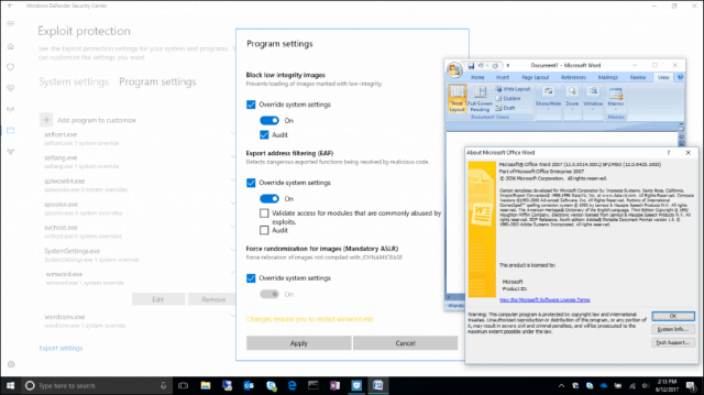 Perlindungan Eksploitasi Windows 10
