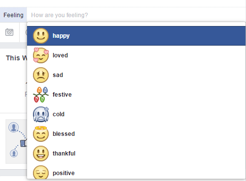 Pilih emoji yang mencerminkan emosi yang ingin Anda ekspresikan di Facebook.