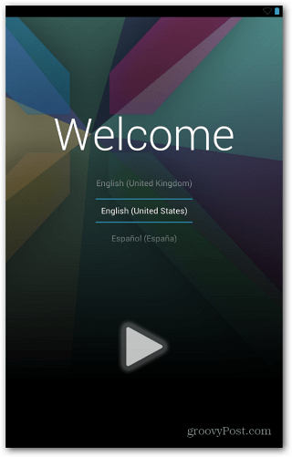 Layar Selamat Datang Nexus 7