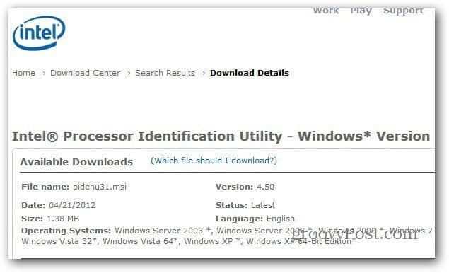 Utilitas Identifikasi Prosesor Intel