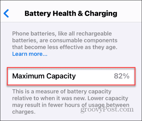 Kapasitas baterai maksimum