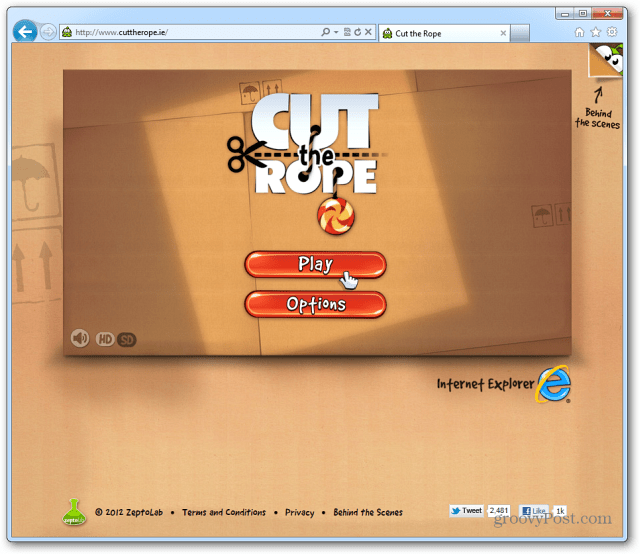 Mainkan versi HTML5 dari Cut the Rope di IE 9