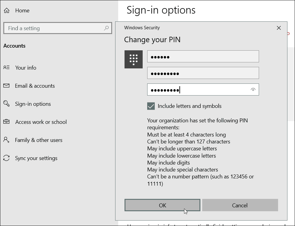 Persyaratan PIN Karakter Khusus Windows 10