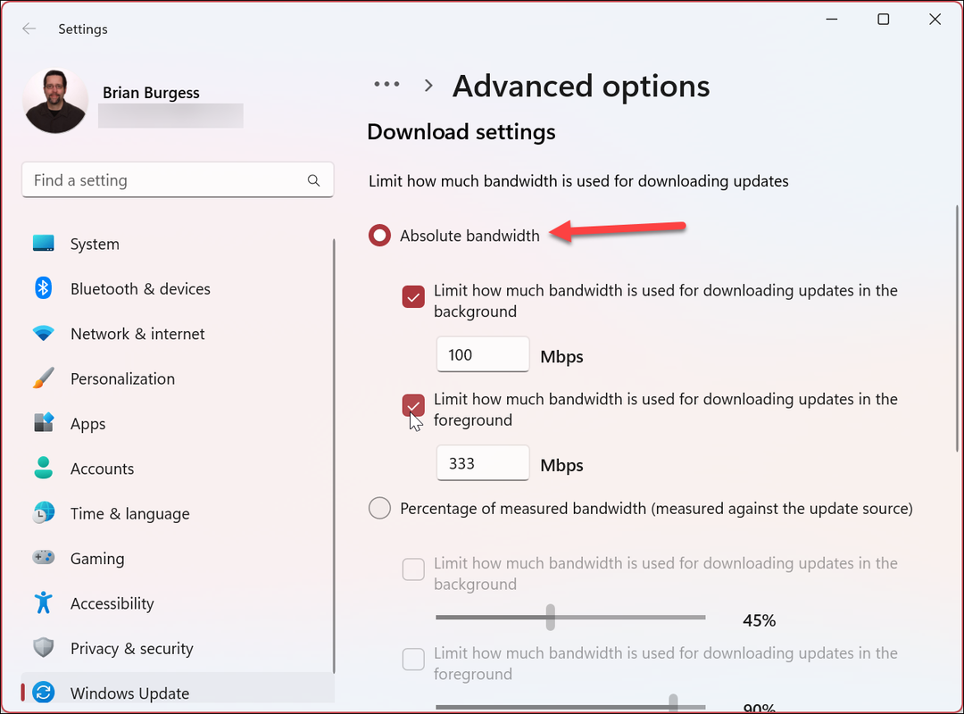 Batasi Bandwidth untuk Windows 11