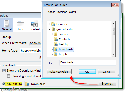 Simpan file ke satu folder dan telusuri untuk mengatur folder itu