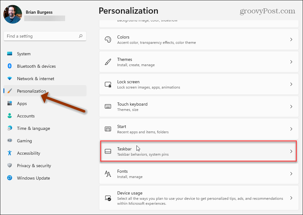 Personalisasi Taskbar Windows 11 Pengaturan