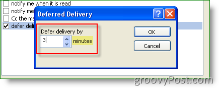 Aturan Outlook - Tetapkan waktu pengiriman Tunda