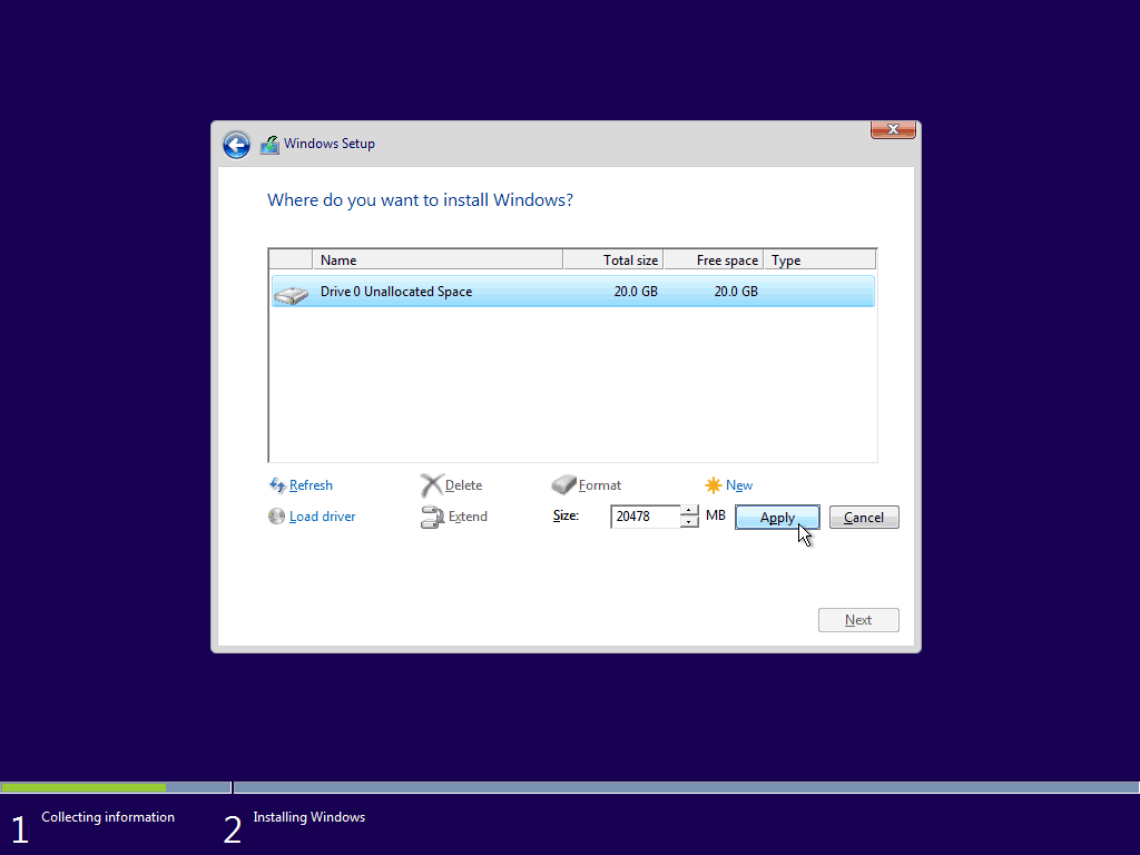 08 Gunakan Ruang Maksimum yang Tersedia Windows 10 Clean Install