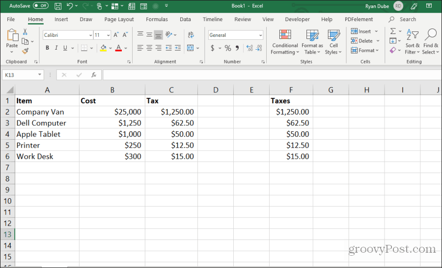 sel rumus menyalin dan menempel di Excel
