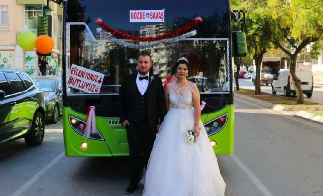Bus yang dia gunakan menjadi mobil pengantin! Pasangan itu melakukan tur kota bersama