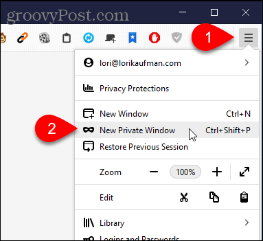 Pilih Jendela Pribadi Baru di Firefox untuk Windows