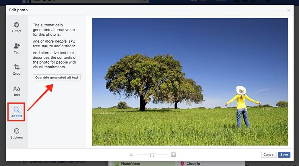 Facebook sekarang memungkinkan pengguna untuk mengganti teks alt yang dibuat secara otomatis untuk gambar yang diunggah ke situs.