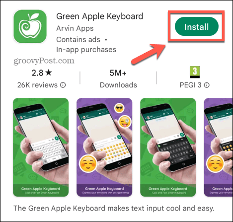 pasang keyboard apel hijau