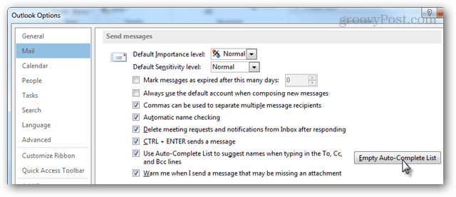 Cara Menghapus Outlook 2013 AutoComplete
