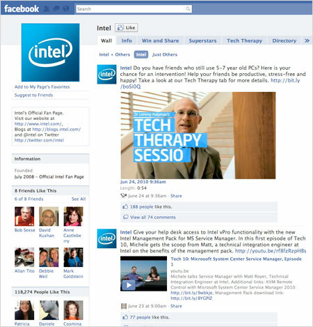 Halaman Facebook Intel