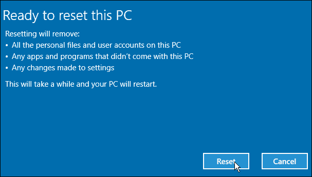 Setel ulang PC Windows 10