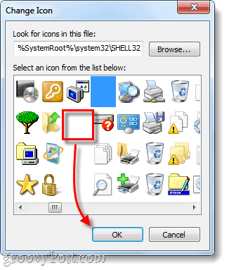pilih ikon jalan pintas transparan untuk windows 7