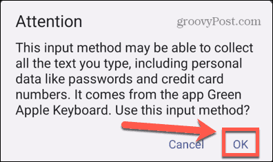 android konfirmasi izin keyboard