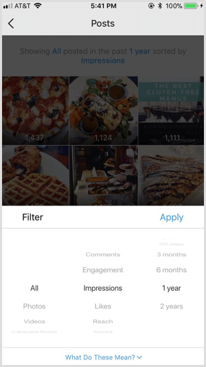Filter posting Instagram Insights