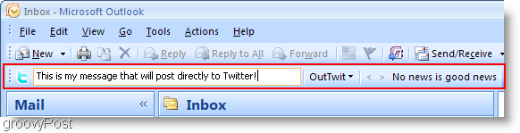 Twitter di dalam kotak Outlook Outlook OutTwit 