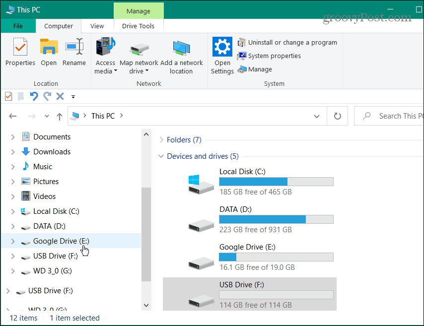 Google Drive ditambahkan ke File Explorer