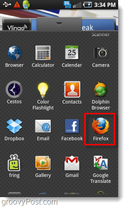 Firefox dari laci aplikasi