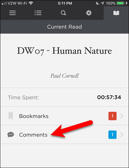 Ketuk Komentar di BookFusion untuk iOS