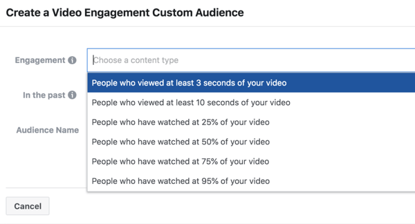 Audiens kustom keterlibatan iklan video Facebook ThruPlay Optimization.