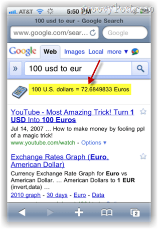google.com mencari konverter mata uang di ponsel iphone