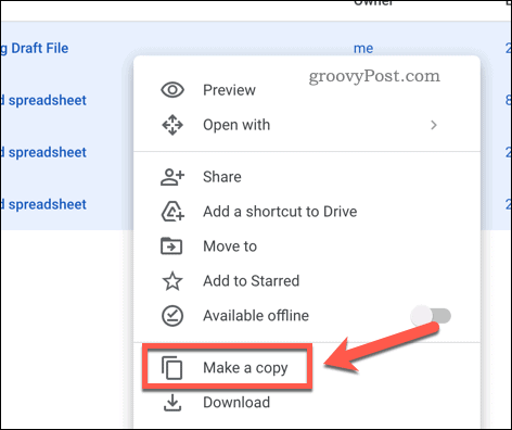 Membuat salinan di Google Drive