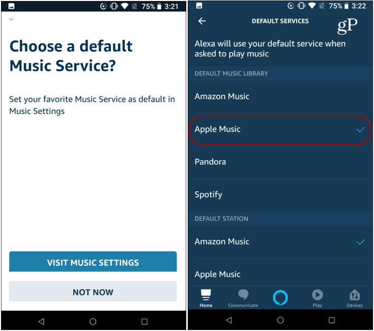 Tetapkan musik apel default Alexa