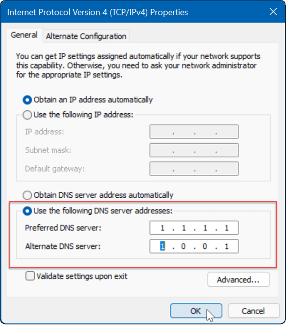 masukkan DNS perbaiki internet lambat di windows 11