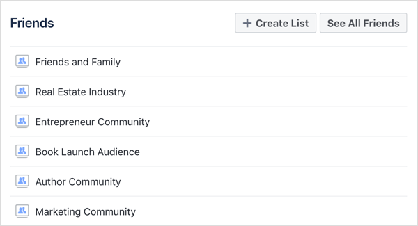 Pilih daftar teman Facebook yang ingin Anda lihat.