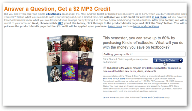 Dapatkan A $ 2 Amazon MP3 Credit untuk Facebook Post