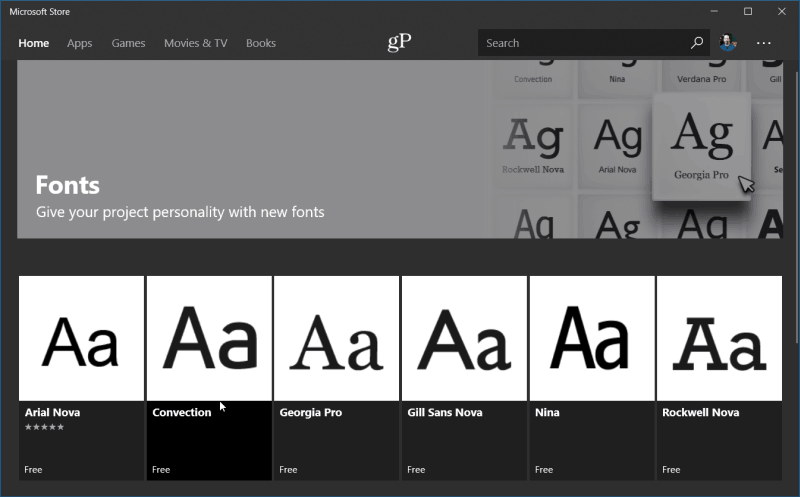 Font Windows 10 Store