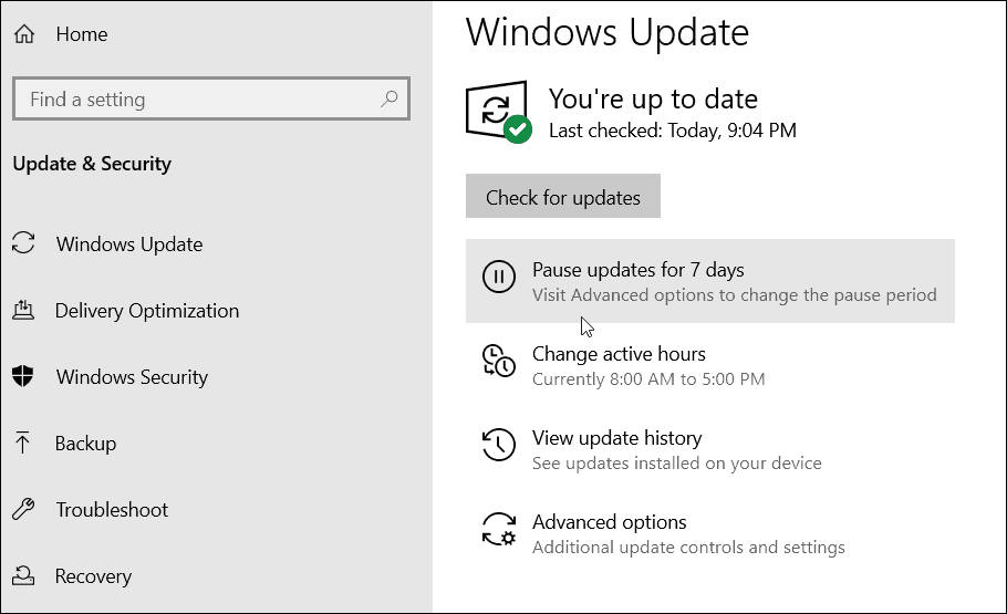 Jeda Pembaruan Windows 10