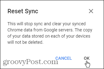 Setel ulang kotak dialog Sync di Chrome untuk Windows