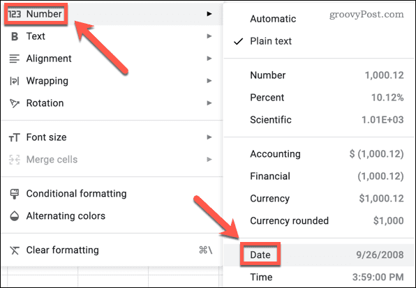 Memformat nilai tanggal di Google Spreadsheet