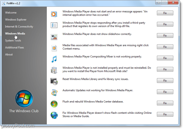 FixWin Windows Meda memperbaiki tangkapan layar