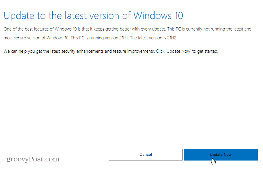 perbarui ke versi terbaru Windows 10