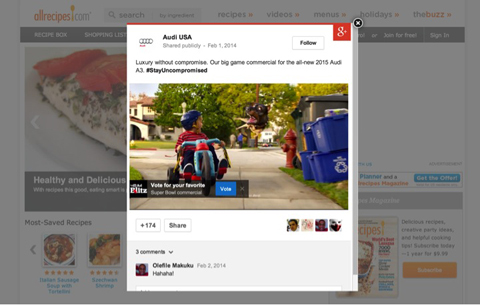 iklan google + post diperluas dari audi