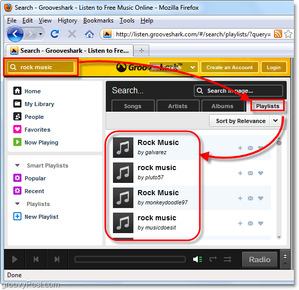 mencari genre musik di Grooveshark