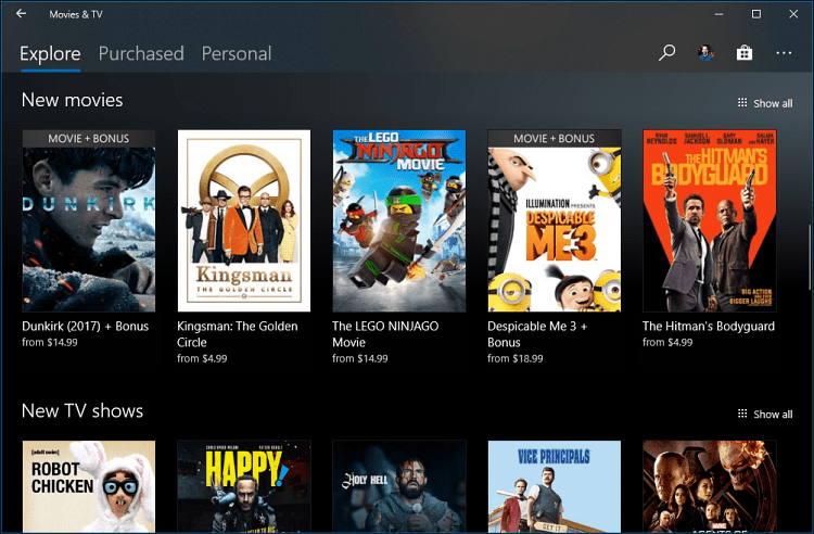 Aplikasi Film dan TV Windows 10