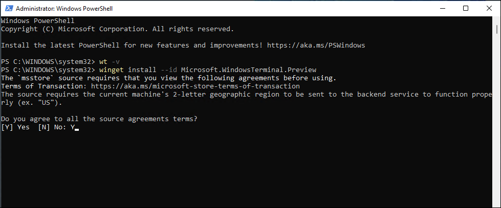 cmd dapatkan Terminal Windows versi terbaru