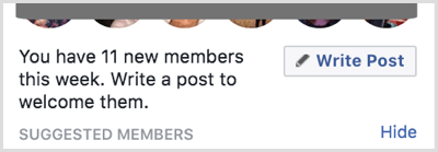 Tulis posting untuk menyambut anggota baru ke grup Facebook Anda.