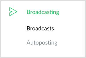 Klik opsi Broadcasting di sebelah kiri di ManyChat.