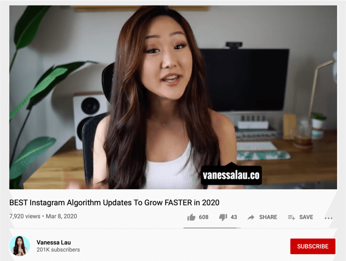 Vanessa Lau berbagi video YouTube menangani Instagram