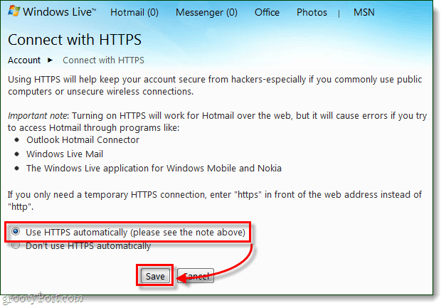 Cara Selalu Terhubung dengan Aman ke Windows Live dan Hotmail melalui HTTPS