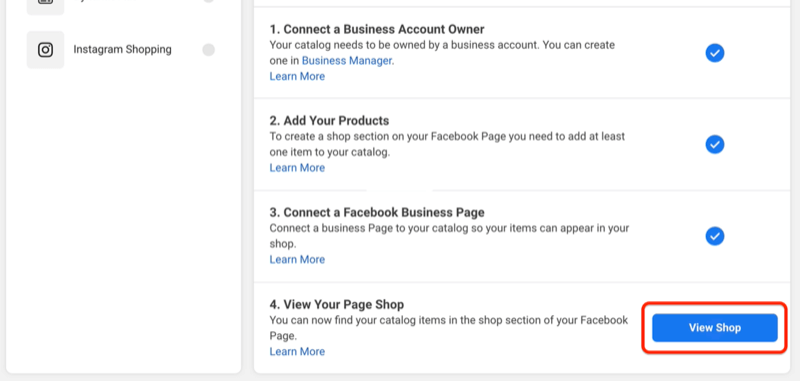 Lihat tombol toko untuk melihat seperti apa toko facebook Anda di halaman Anda